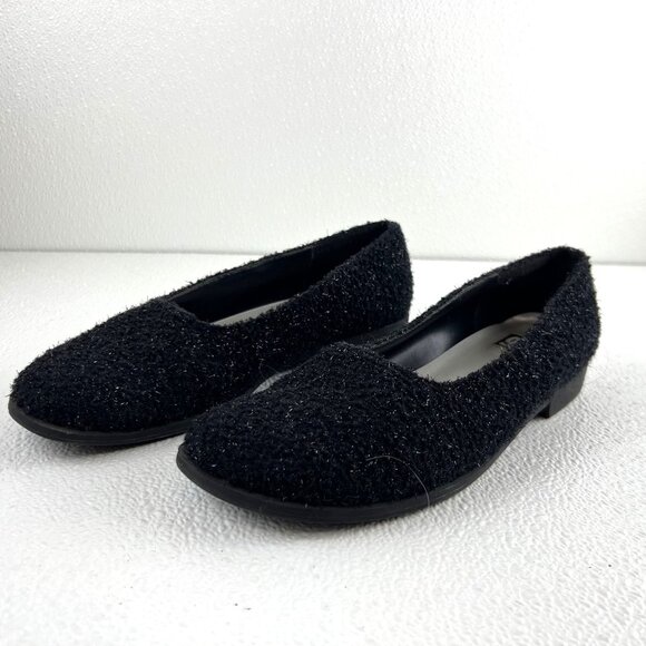 Womens 9M Witchy Black Fairy Shimmering Textured Rubber Soled Flats by 9 & Co. - Picture 11 of 12